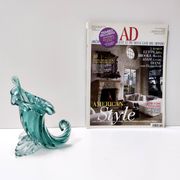 Teal Murano Glass Cornucopia Vase by Archimede Seguso, Italy