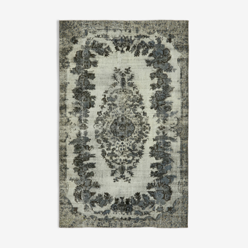 Hand-knotted carved turkish 1970s 167 cm x 268 cm grey carpet