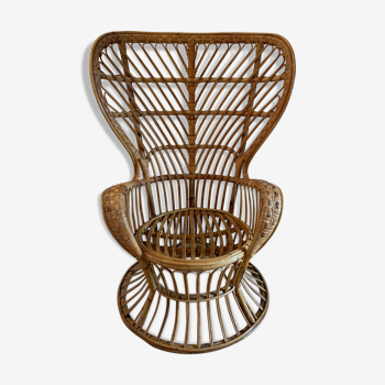 Fauteuil en rotin peacock par Gio Ponti et Lio Carminati