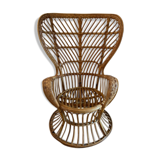 Fauteuil en rotin peacock par Gio Ponti et Lio Carminati