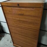 50s-60s double curtain filing cabinet in oak