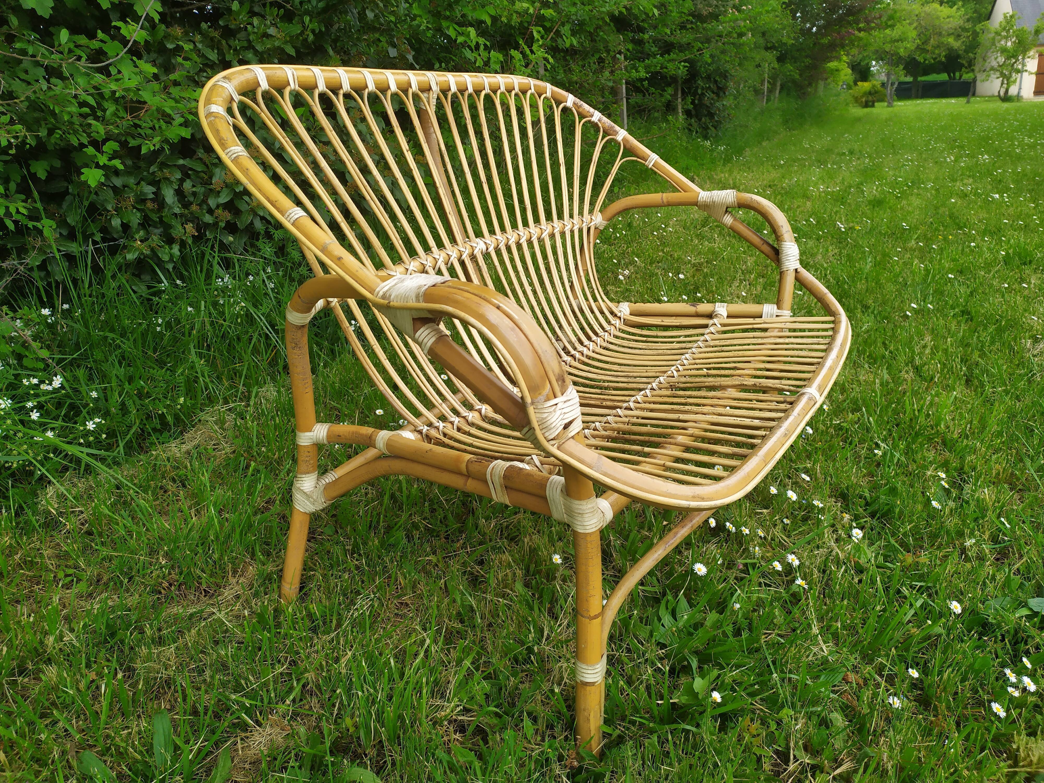 Rattan bench years 50/60