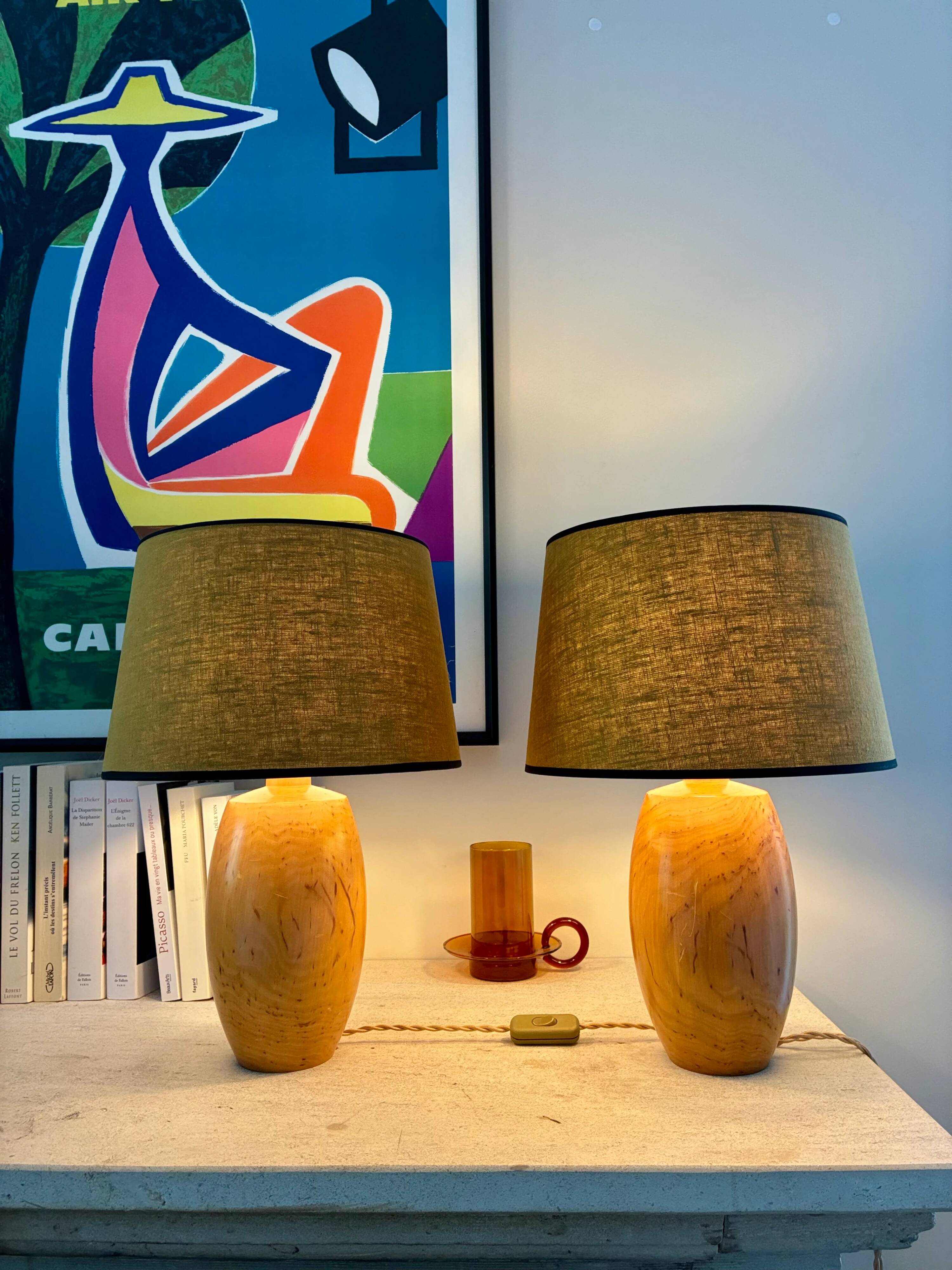 Pair of "Autumn" wooden lamps - 1970.