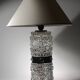 Mid-Century Textured Glass And Wooden Table Lamp, Denmark, 1960s