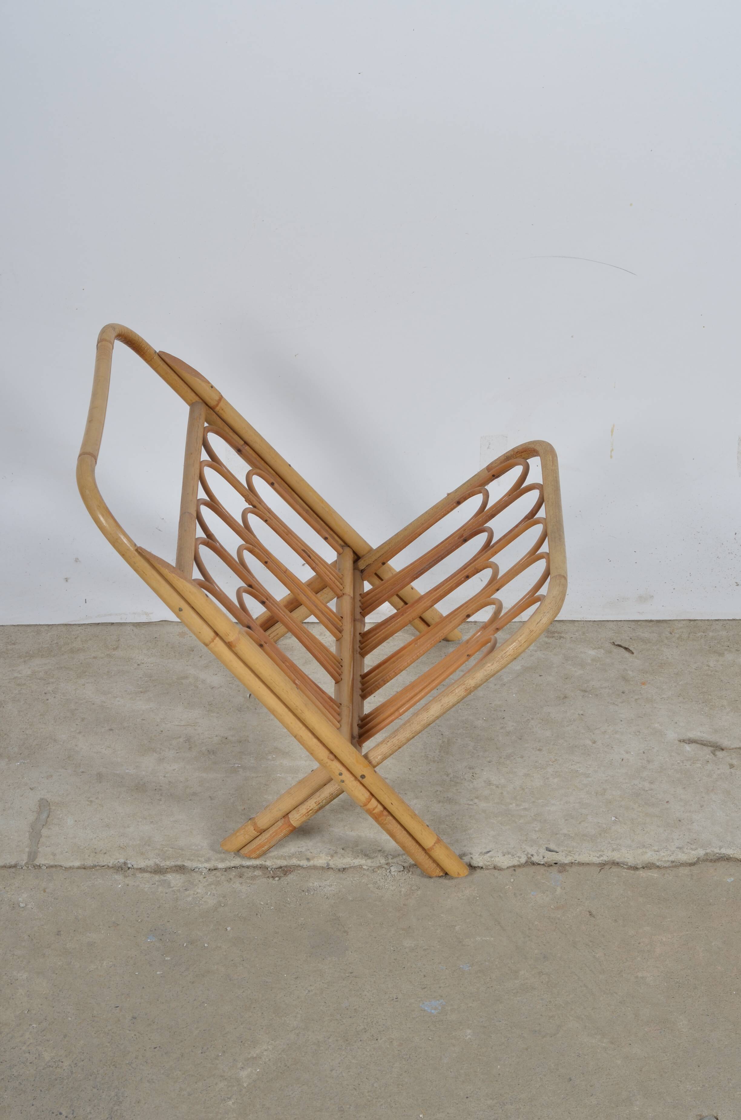 Rattan magazine holder