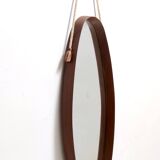Miroir mural ovale avec cadre en hêtre noirci et corde en nylon, Italie