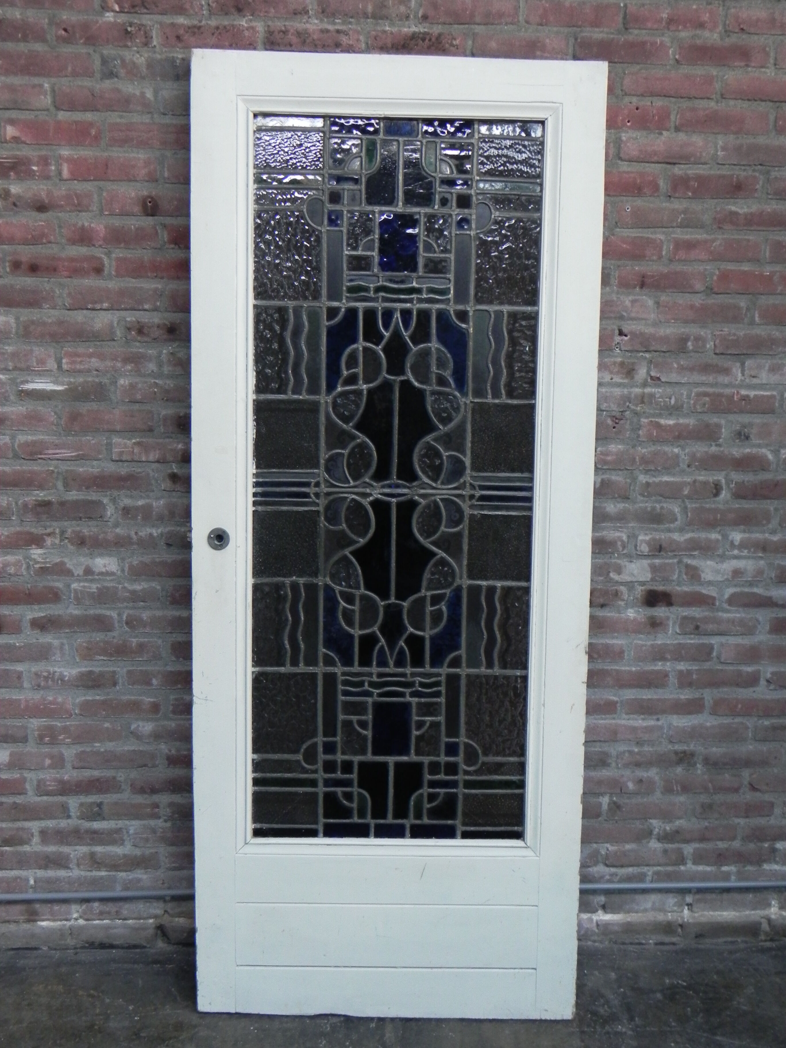 Porte intérieure avec vitrail art déco