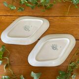 Pair of antique earthenware butter dishes from Saint-Amand (Nord)