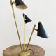 Italian three-headed brass lamp, 50s design