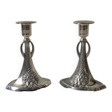 Pair of Art Nouveau candlesticks in silver metal WMF N°325