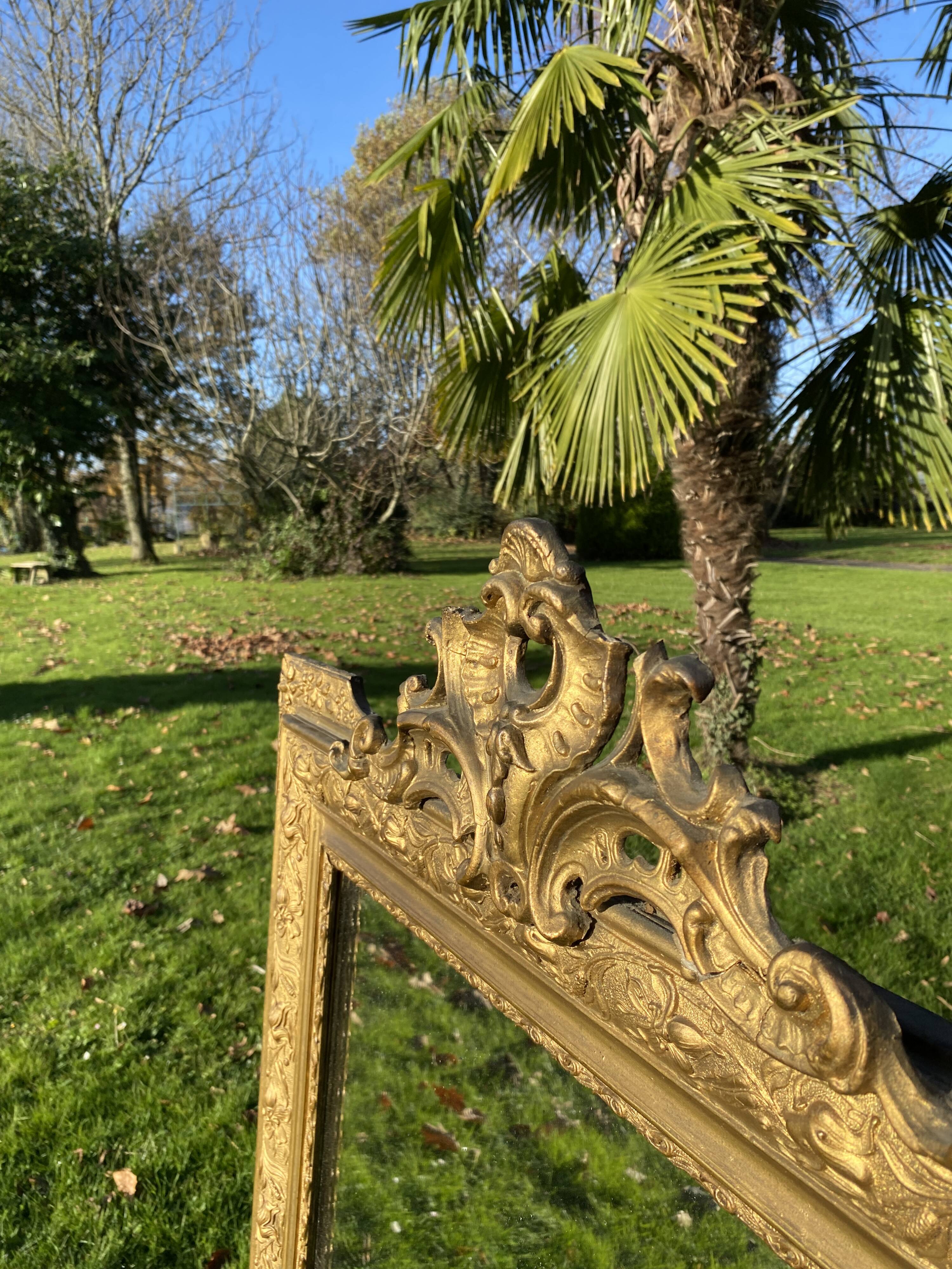 Large antique mercury-gilded mirror from the Napoleon III period