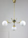 Italian Mid-century Brass and Opaline Glass Chandelier