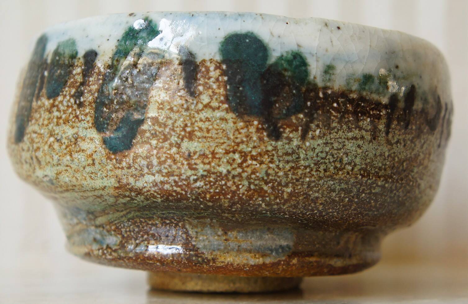 Brutalist glazed chamotte stoneware bowl