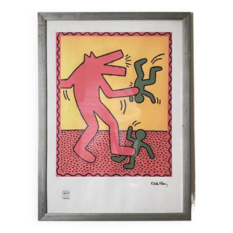 Keith haring lithographie 126/150 avec certificat - chien rouge