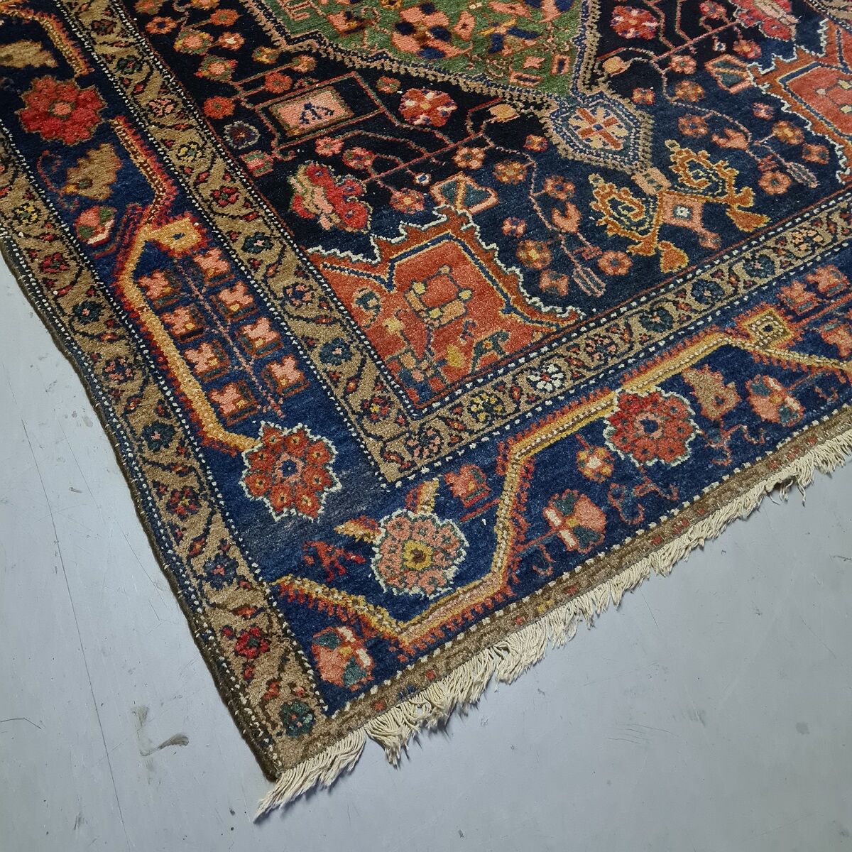 Old hand knotted kurdish woolen kolyai carpet. mid 20th century.