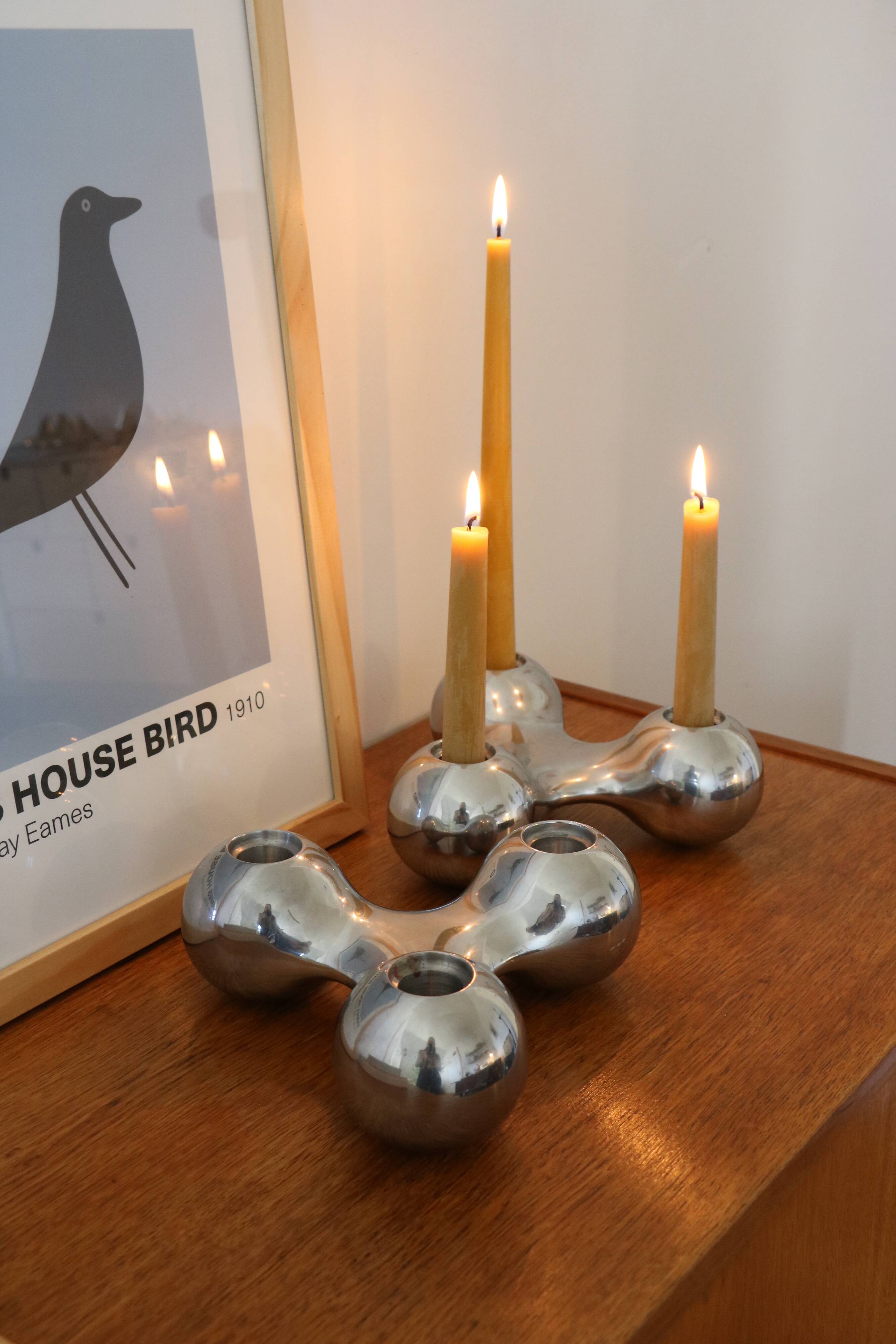 Pair of Scandinavian candlesticks by Arne Jacobsen for Georg Jensen
