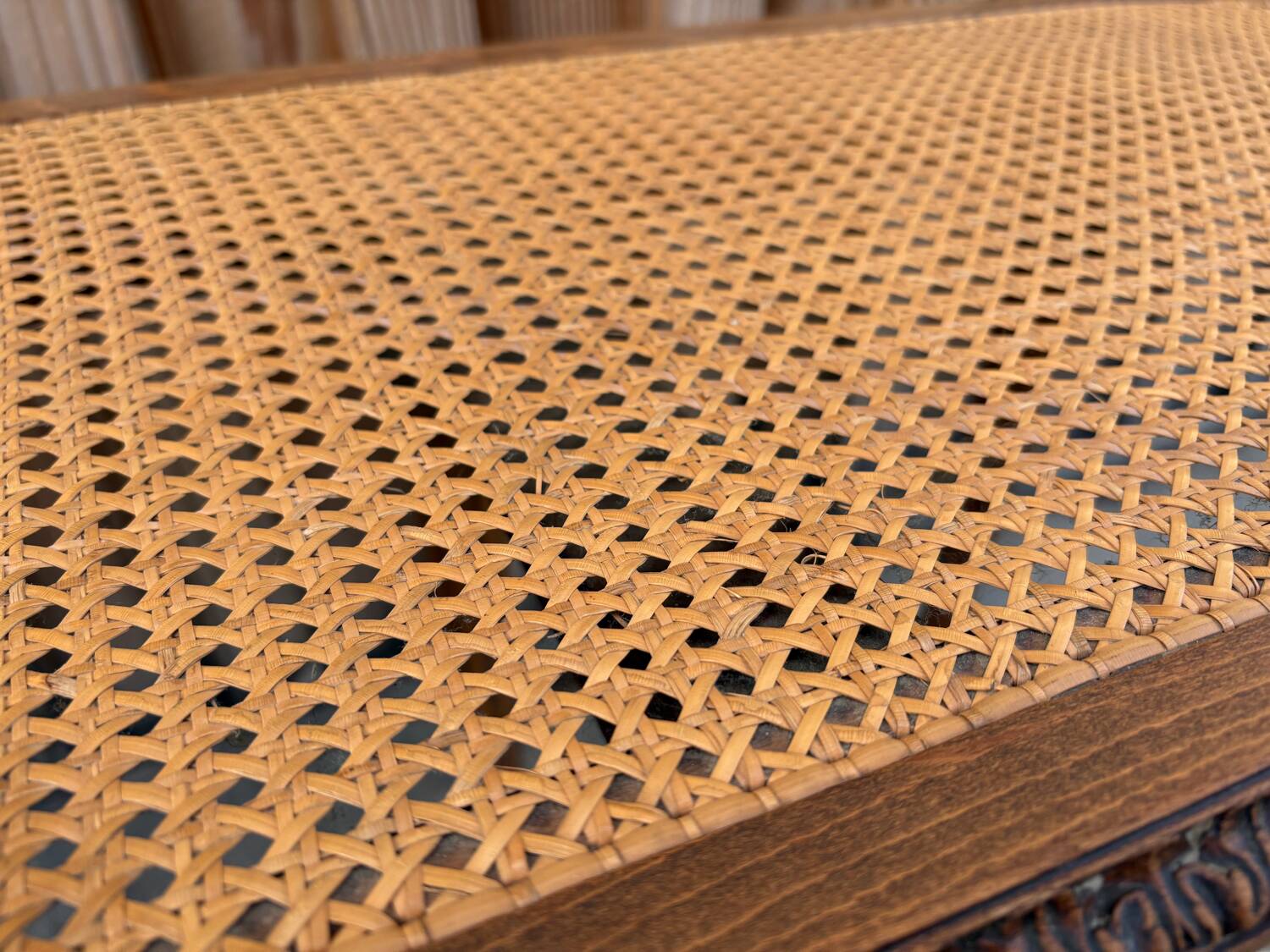 Louis XVI style piano bench in carved wood and caning