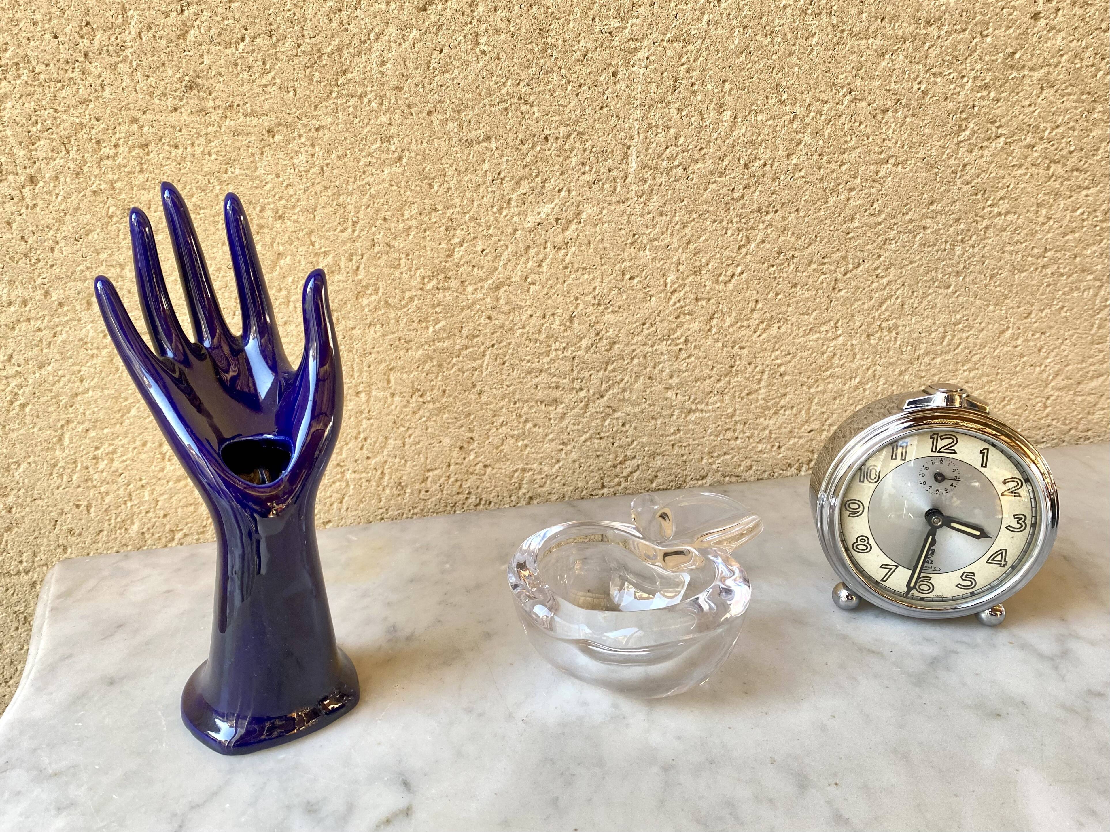 Vase baguier hand soliflore ceramic enamelled vintage 70s