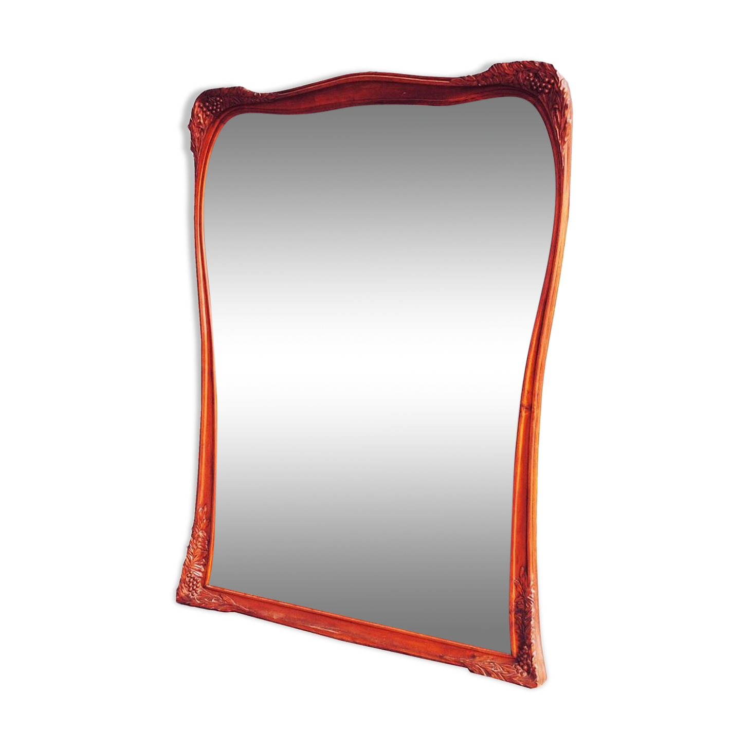 Mirror of time 1900 art deco Walnut carved by Gauthier and Poinsignon 130x175cm