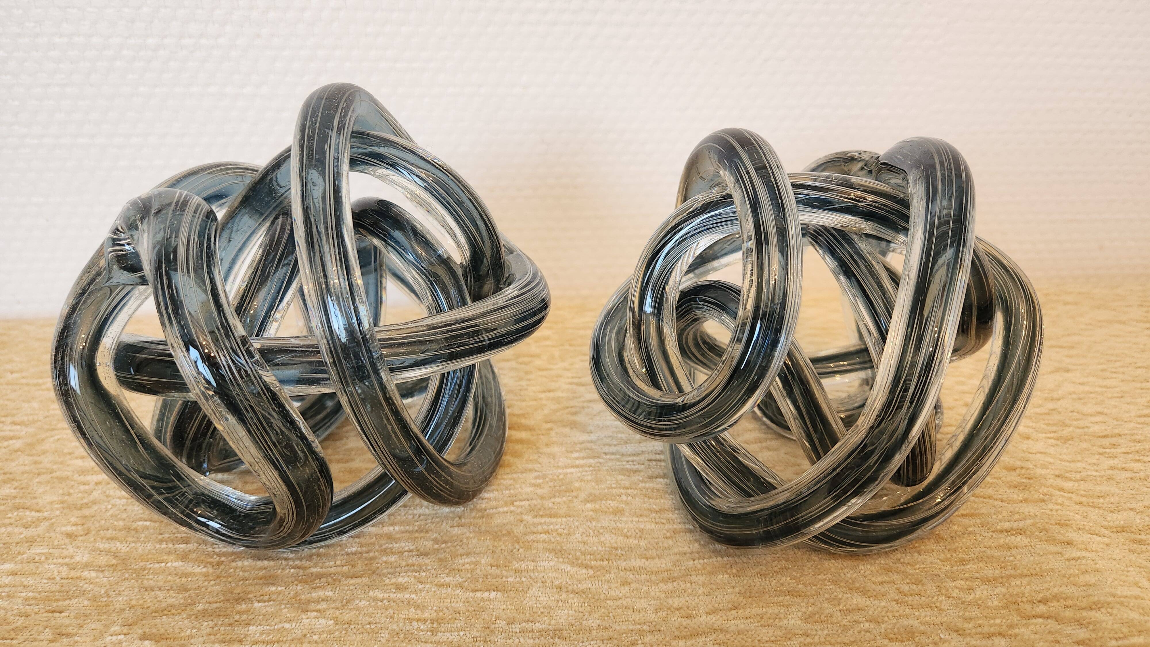 Pair of smoked grey blown glass bookends