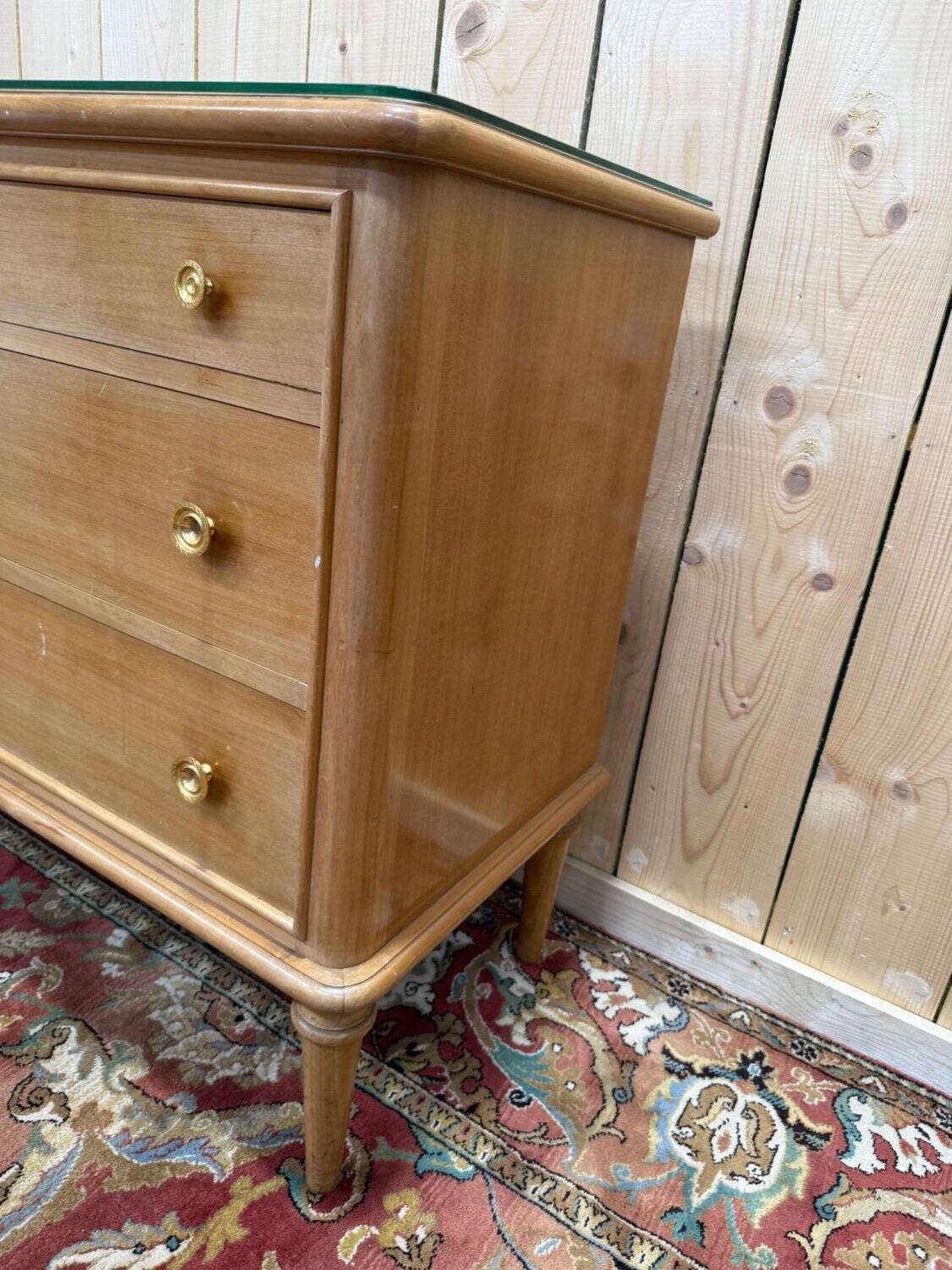 6-drawer chest – Transitional style 1960 – Fruitwood and brass