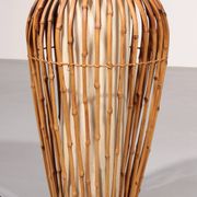 Midcentury Floor Lamp Rattan, Bamboo and Fabric Franco Albini, Italy 1960s