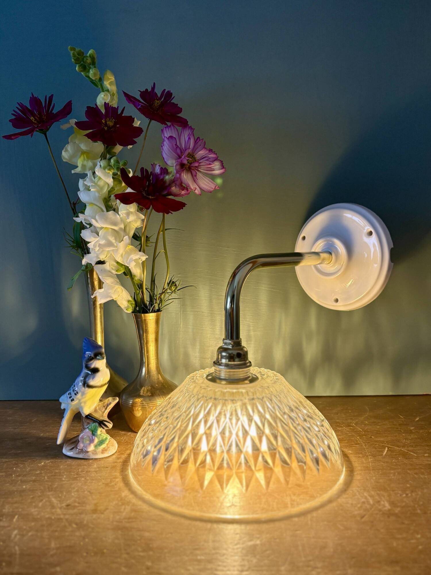 Vintage glass elbow wall light - tableware collection - (ACCV1)