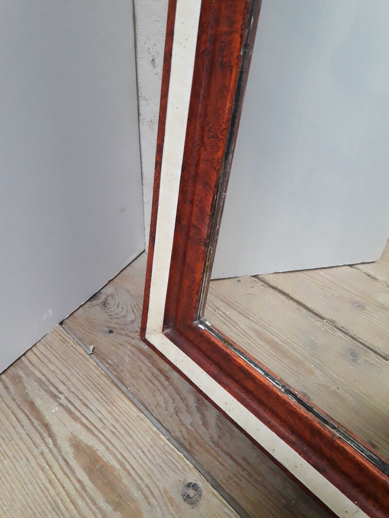 Miroir Louis Philippe H112xL76 laque bordeaux blanc crème