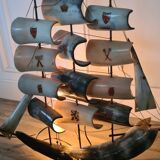 Lampe bateau en corne bovine-maquette