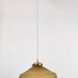 Vintage Art Deco Pendant Light – Molded Frosted Glass – 21 cm