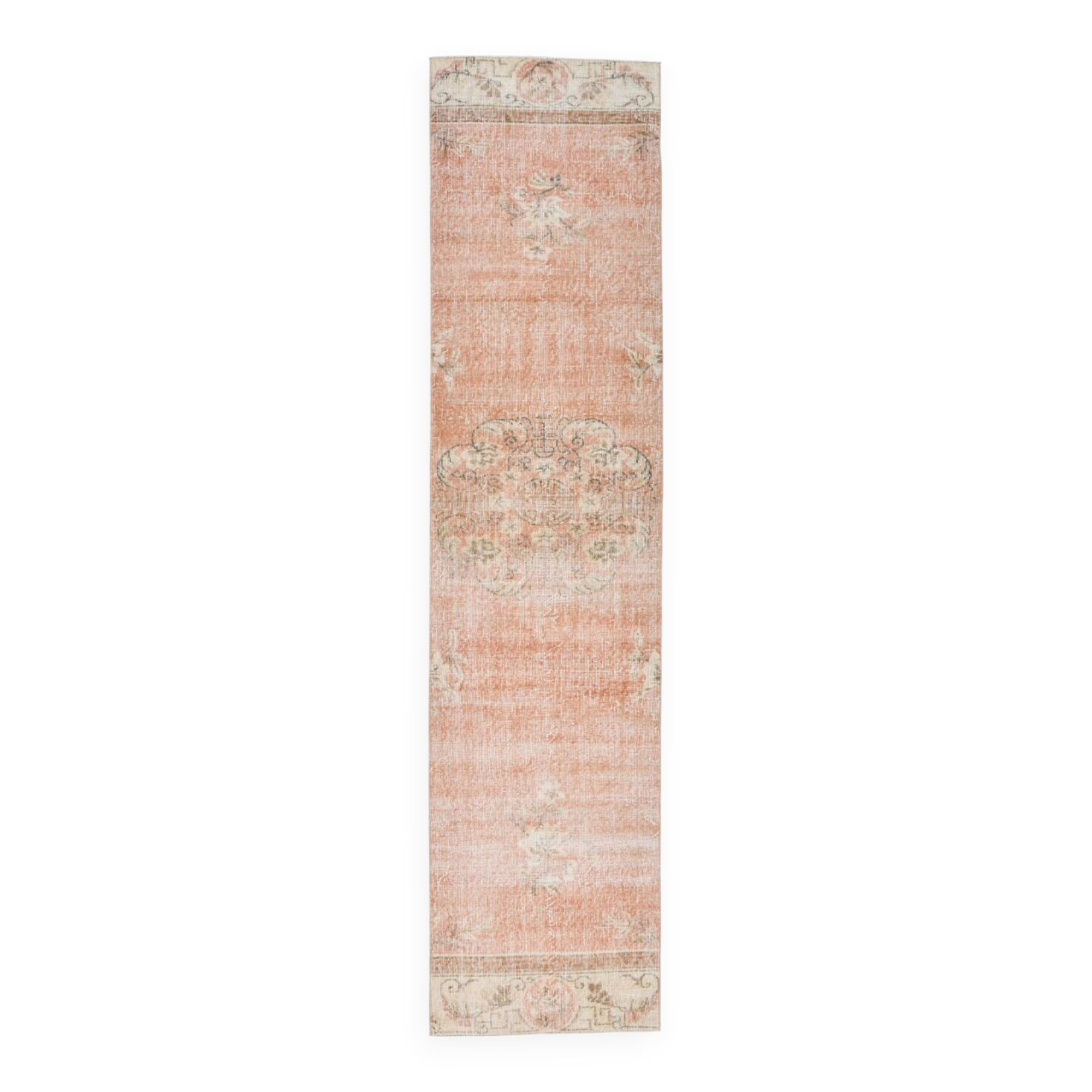 Pale Red & Beige Turkish Runner Rug, 71x301Cm