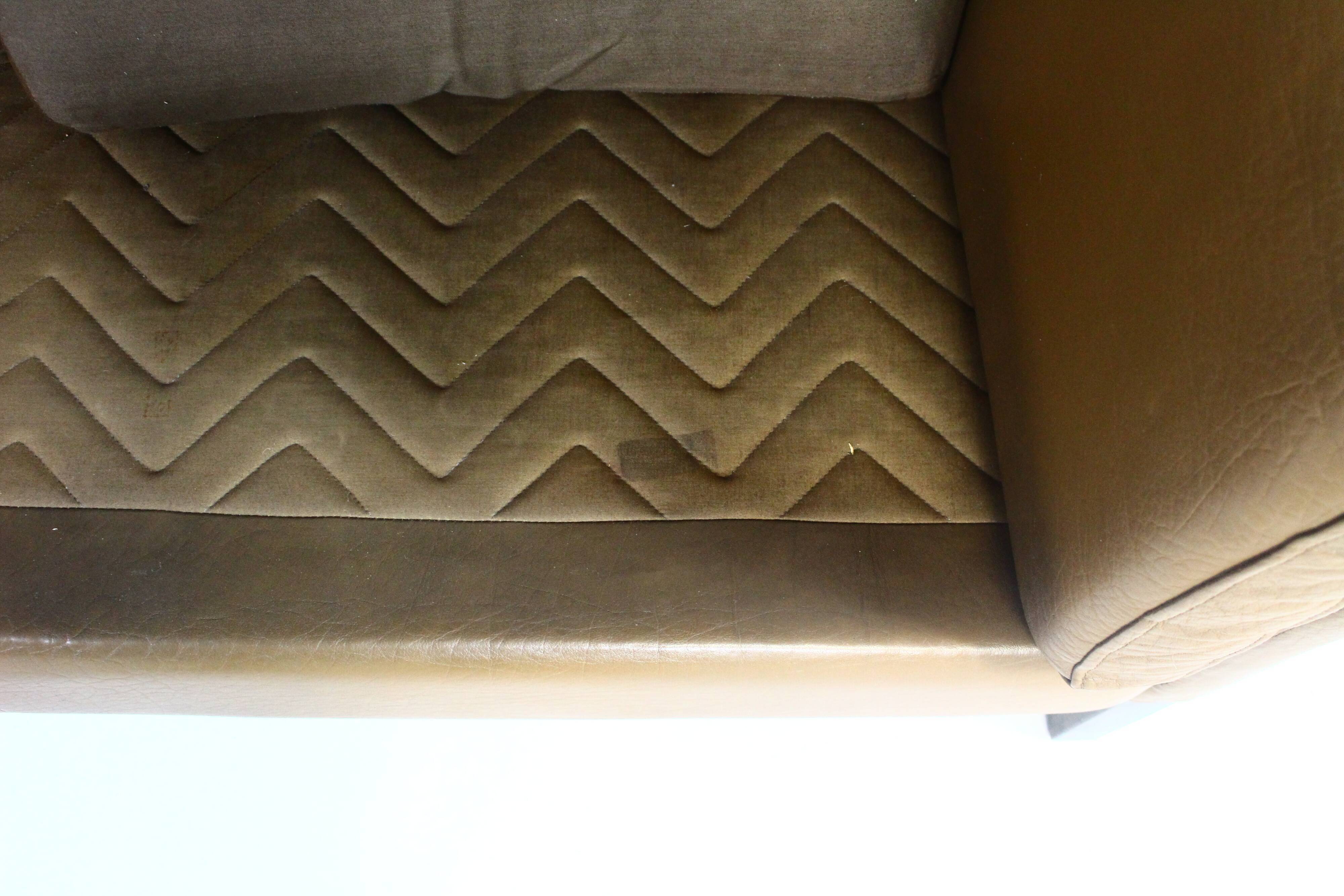 1970s brown leather sofa by Vejen Polstermøbelfabrik