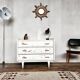 Commode blanche patinée vintage pieds compas