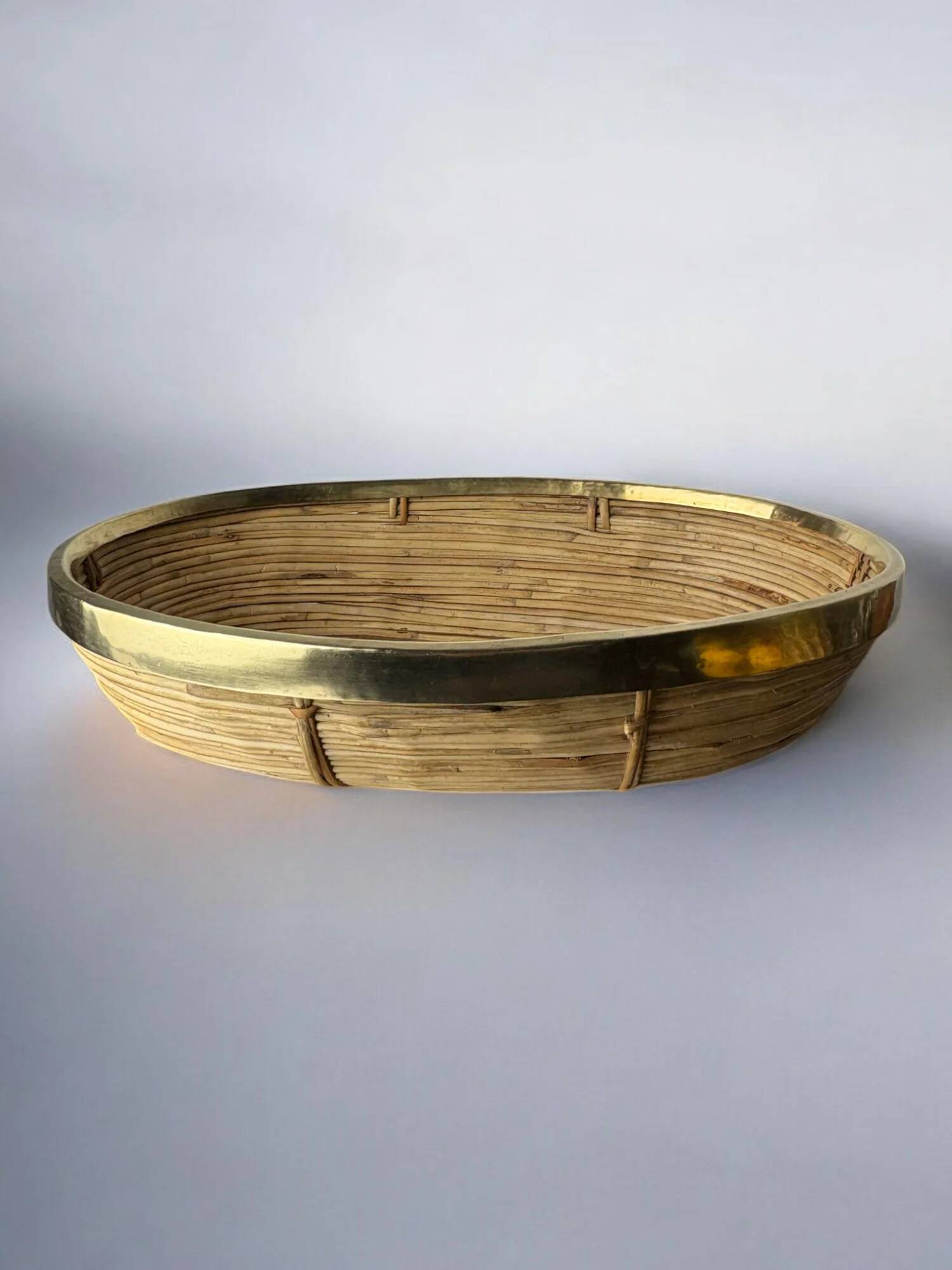 Rattan and brass centerpiece, Italy, circa 1970