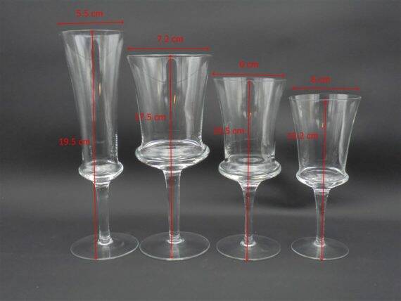 Set of 24 stemmed glasses