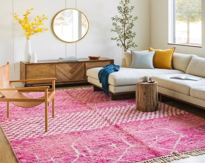 Magnificent pink Berber rug for your traditional space 2/3 m.