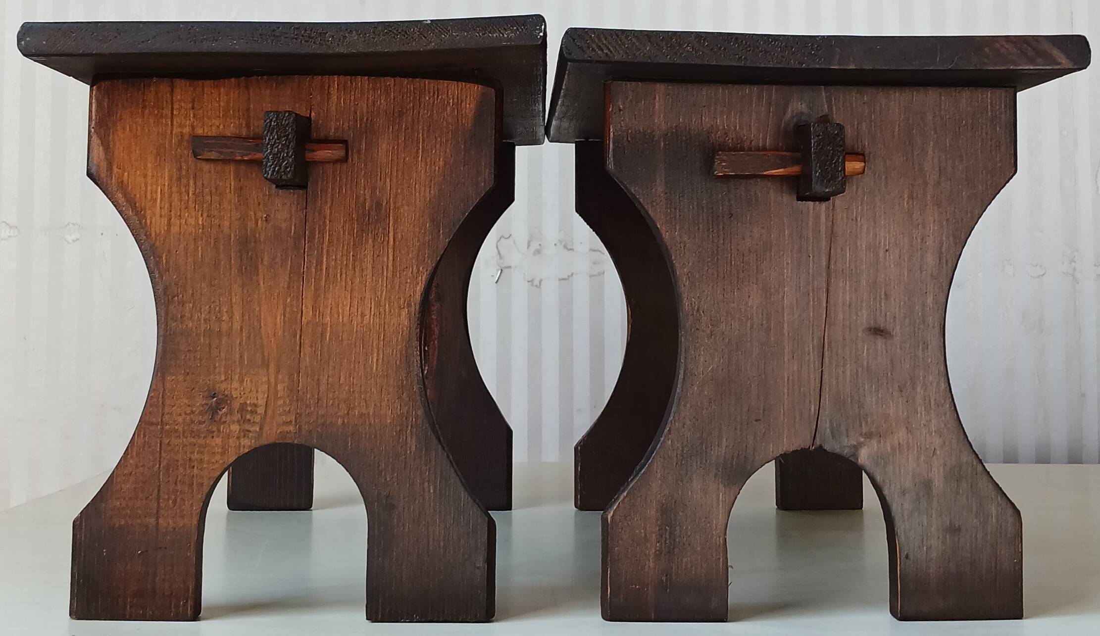 2 XS farm stools / benches in old solid wood