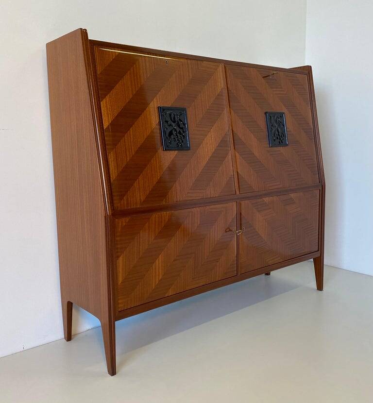 Italian Mahogany Secretaire Cabinet, 1950s