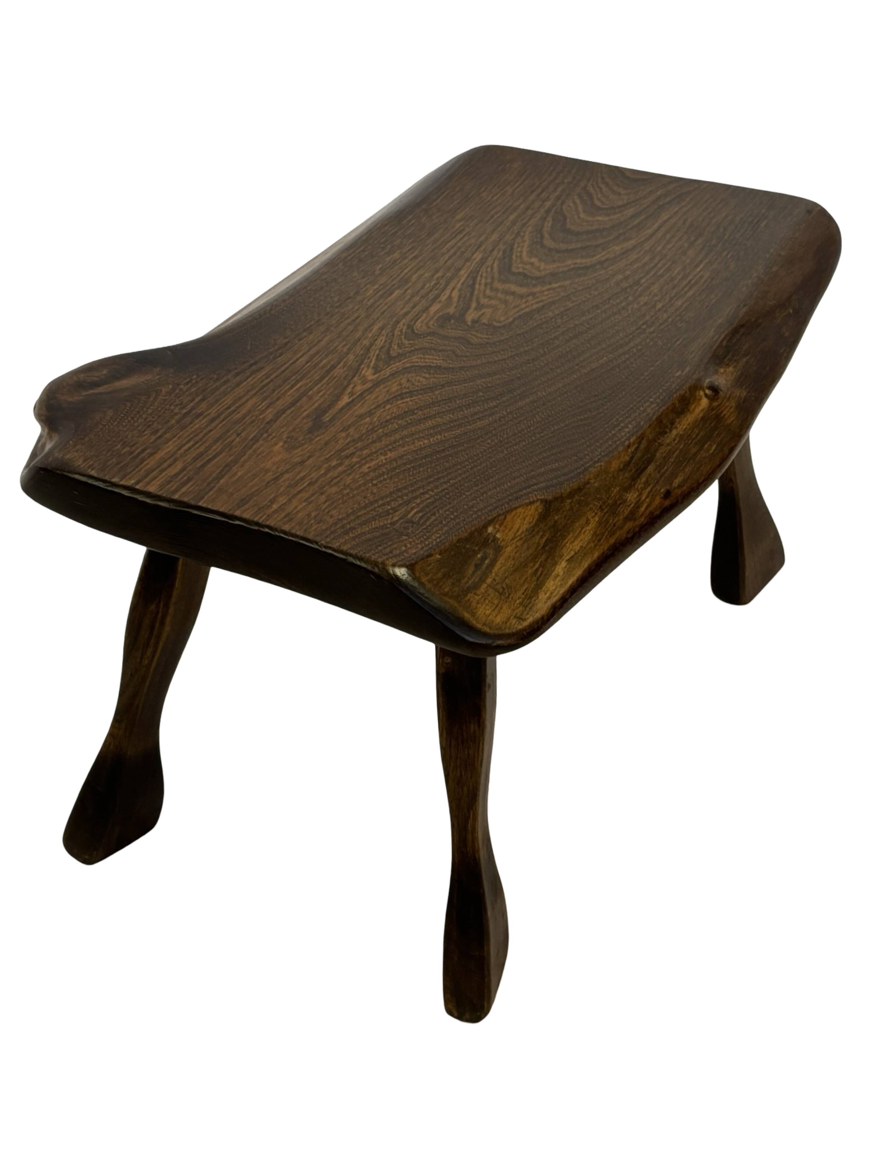 Mid-Century Organic Wooden Side Tables, circa 1960's wabi sabi brutalist