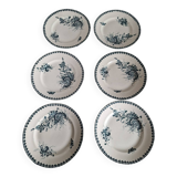 Set of 6 old flat ironstone plates from St Amandinoise, Louis XV