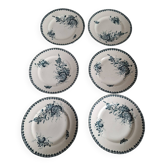 Set of 6 old flat ironstone plates from St Amandinoise, Louis XV