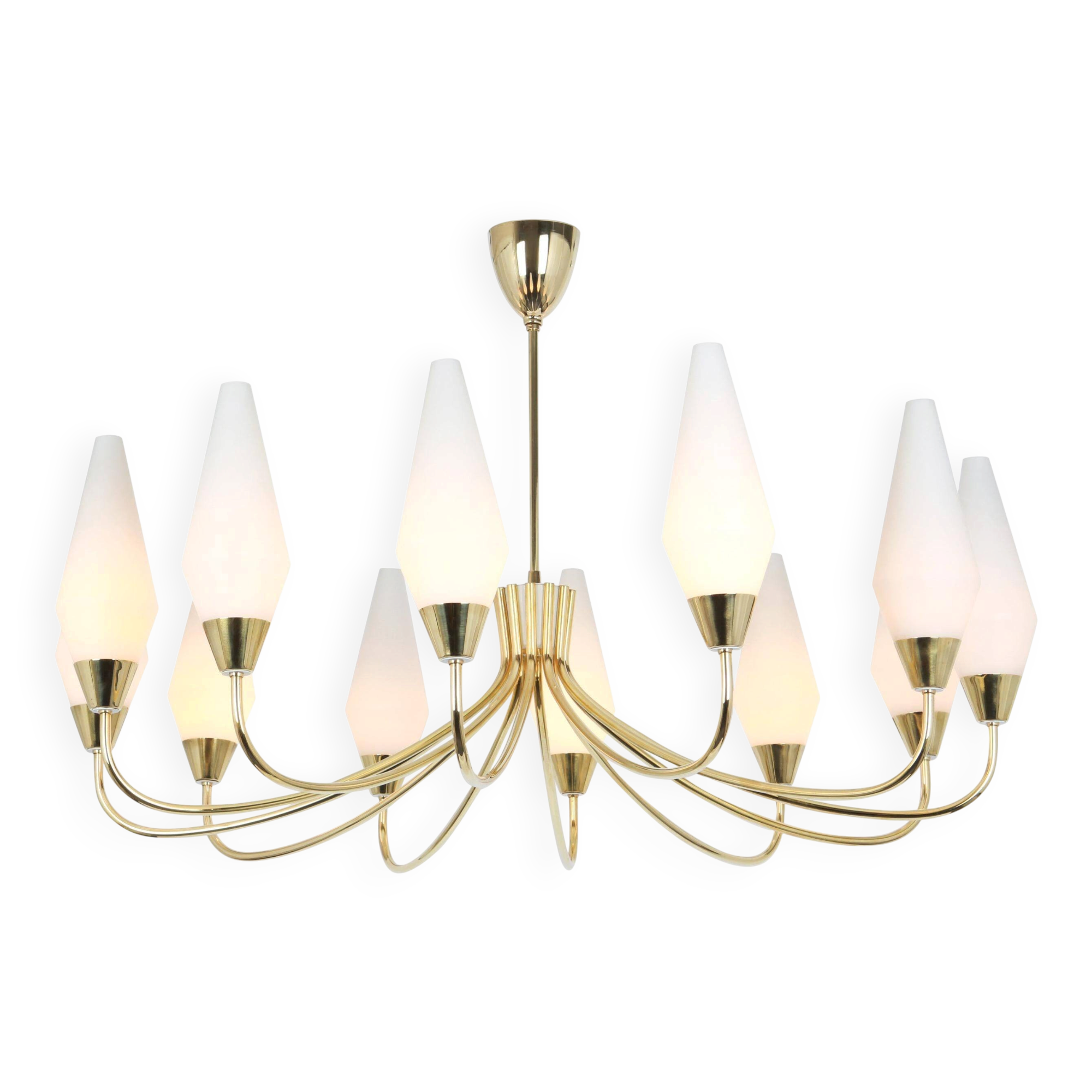 Classic glass chandelier, in the Stilnovo style, 1950s.