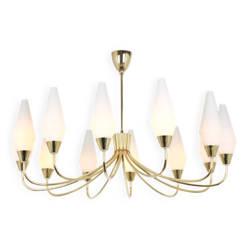 Classic glass chandelier, in the Stilnovo style, 1950s.