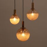 Vintage Set of three Glashutte Limburg hanging lamps, 1960s Germany.