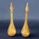 Pair of vintage amber yellow Empoli glass decanters