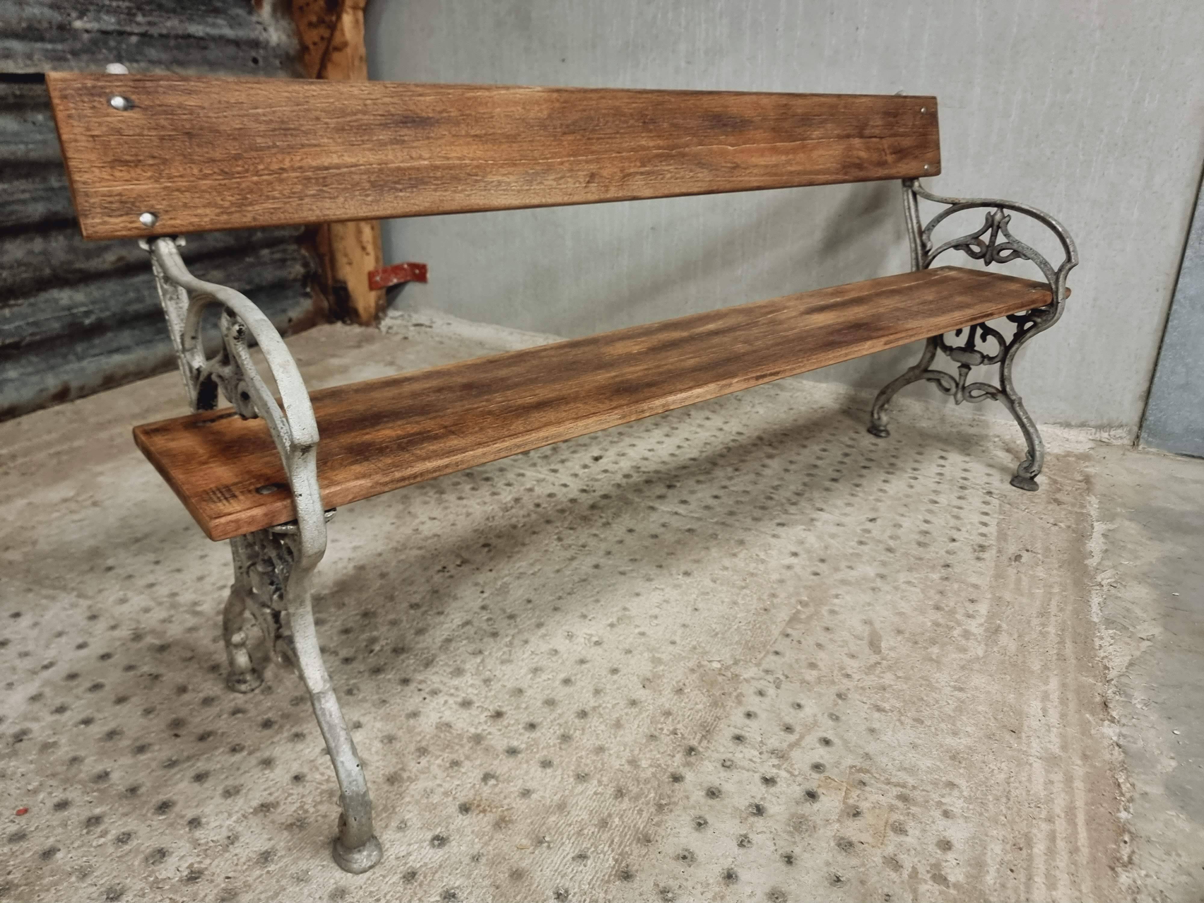 Old garden bench, park bench cast iron with hardwood 170 cm