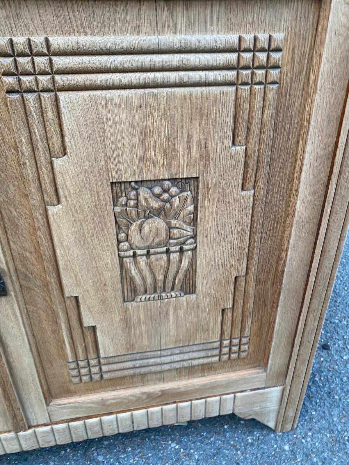 Parisian buffet in Art Deco style, renovated in raw solid oak and terrazzo marble 193.