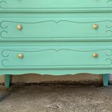 Vintage mint green chest of drawers 1950
