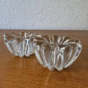 2 bougeoirs fleurs en cristal, années 60
