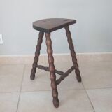 Vintage tripod stool in turned wood